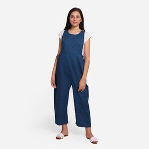 Teal Waist Tie Up Pinafore Jumpsuit